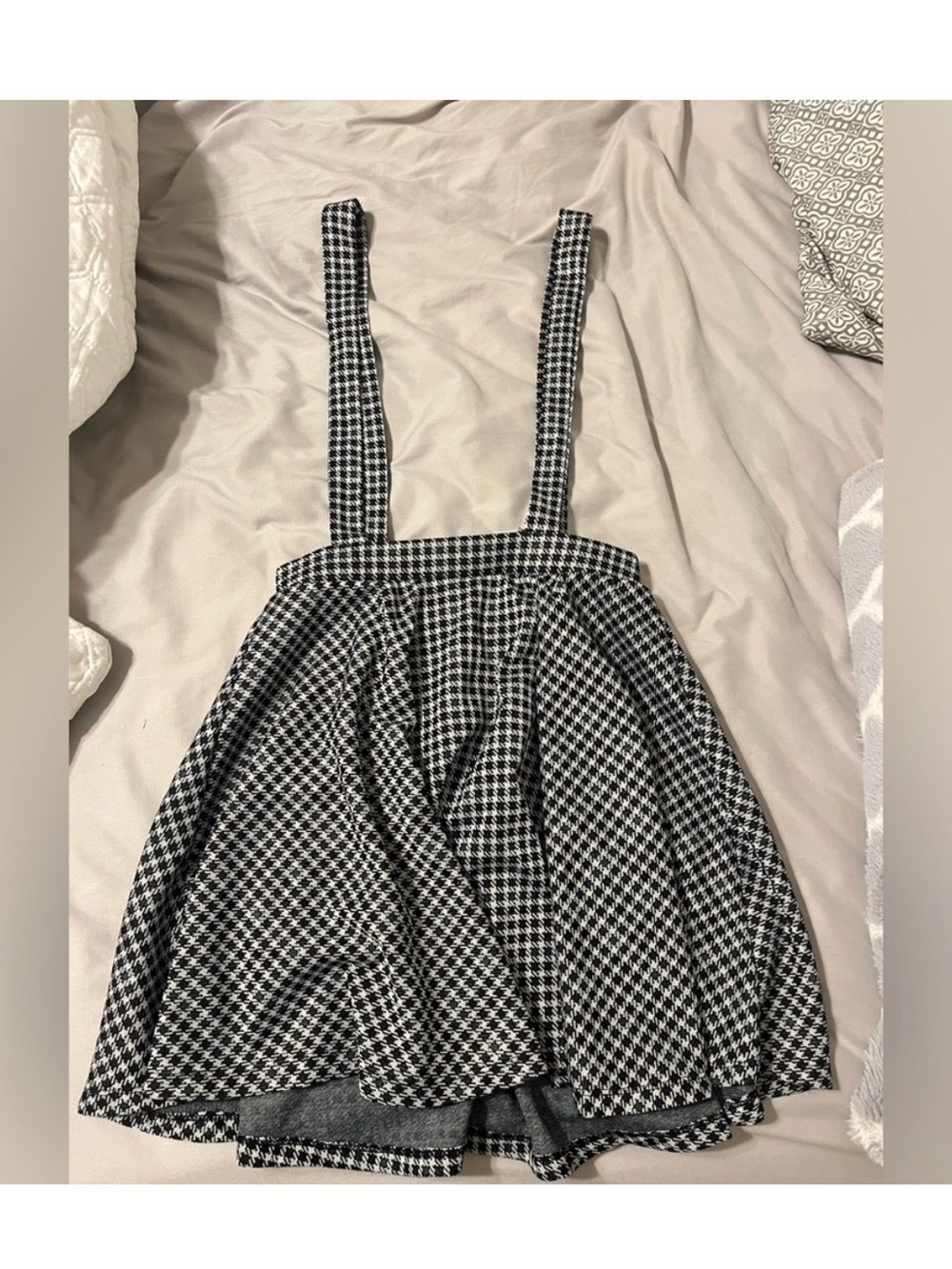 Fashion Nova Girls Black & White Gingham Suspender Skirt